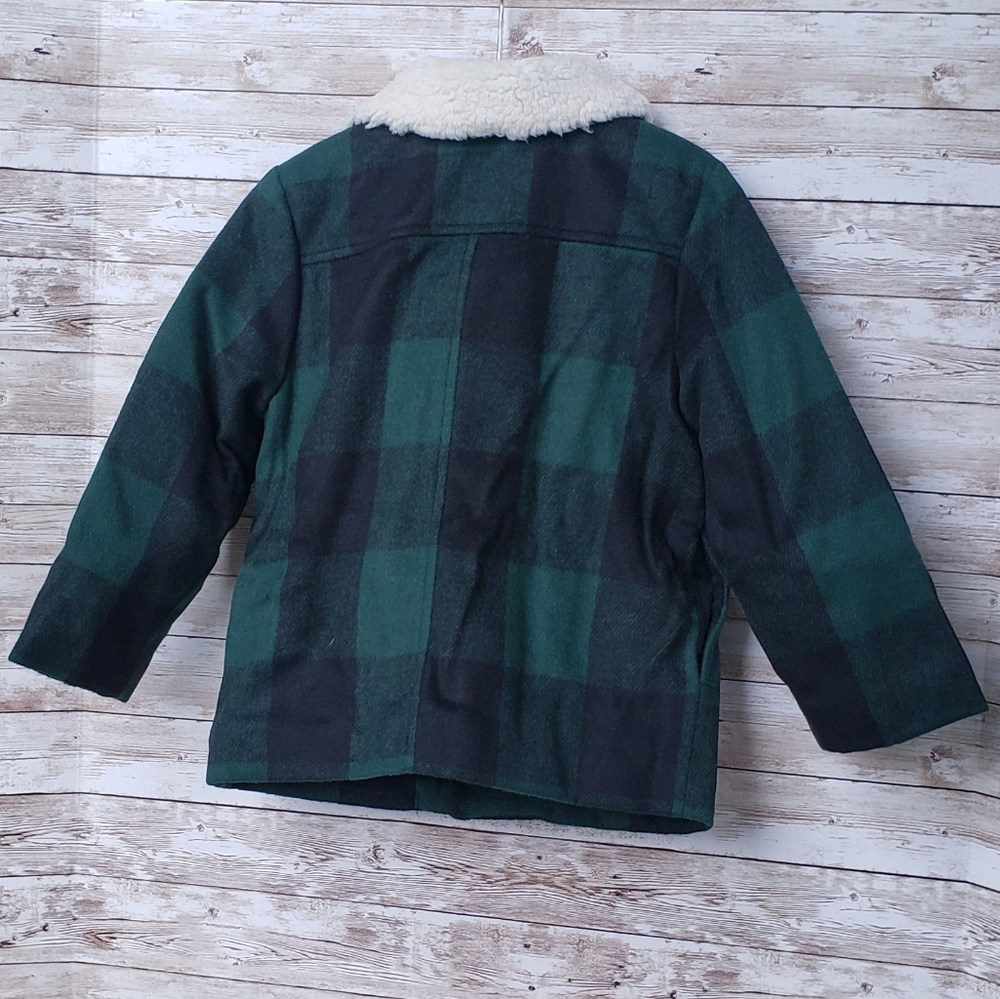 Cat and Jack Green Buffalo Plaid Coat - Picture 5 of 7